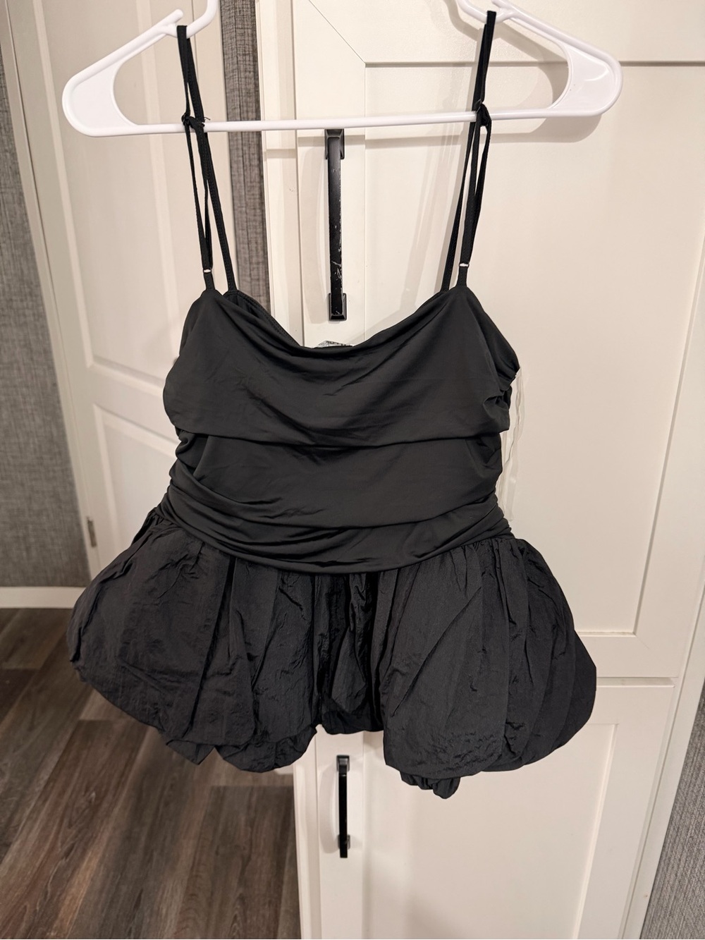 Black Ruffled Bubble Hem Mini Dress